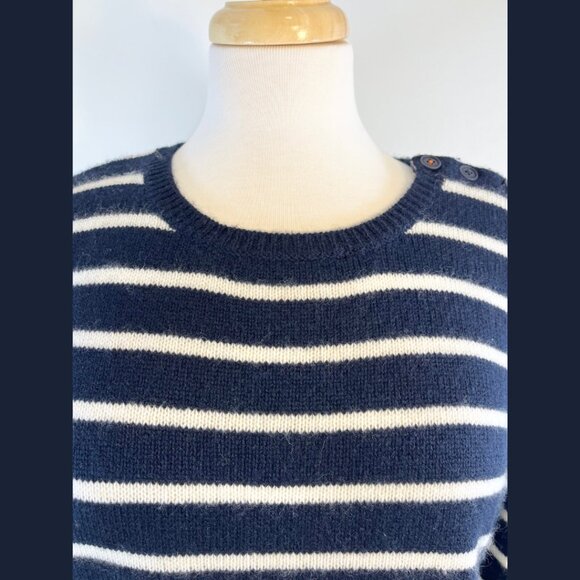 Chinti and Parker Blue and White Striped Cashmere Sweater - Size M - Picture 9 of 14